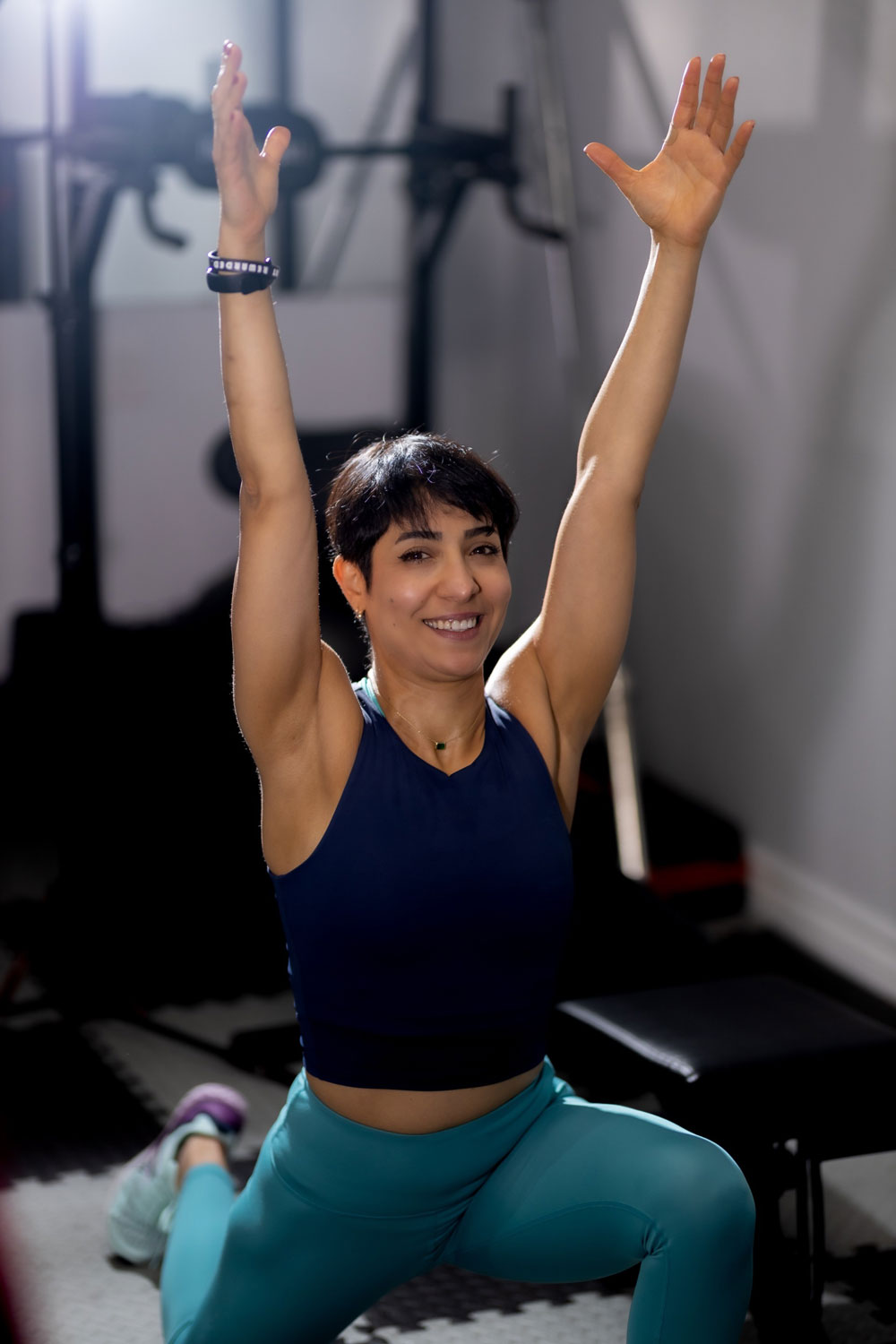 Coach Kholoud in her home gym.